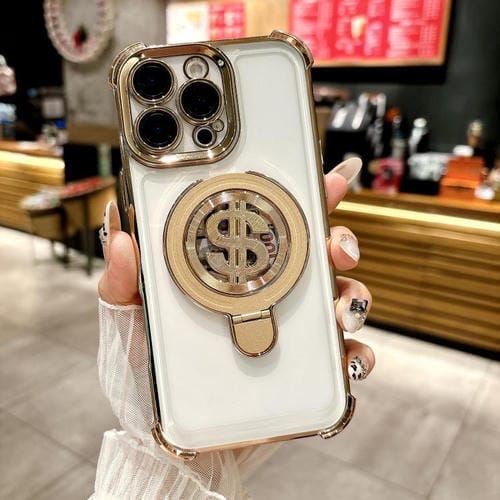 Estuche para Teléfono con Soporte Magsafe para iPhone 13 Pro Max con Película para Lente (Dorado)