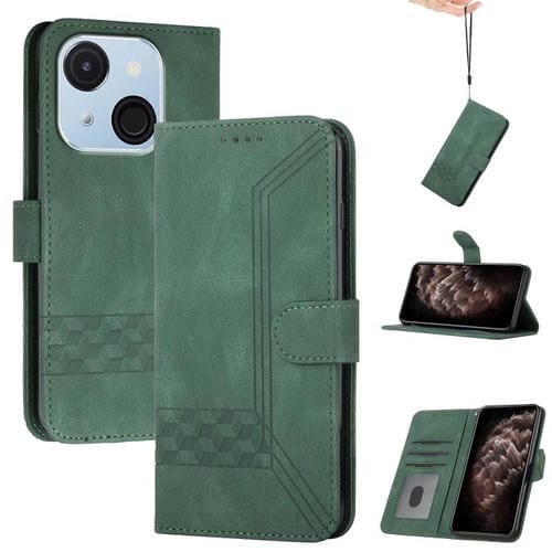 Funda de Cuero con Tapa Cúbica para Teléfono Itel A50C (Verde)