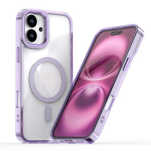 For iPhone 16 MagSafe Magnetic Clear Phone Case(Purple)