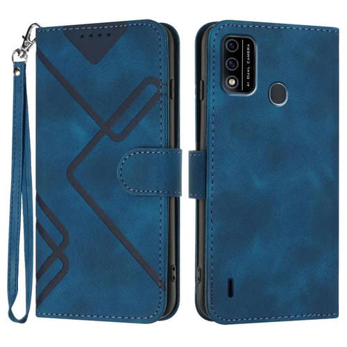 Funda Piel Sintética Itel A48 Diseño de Líneas (Azul Real)