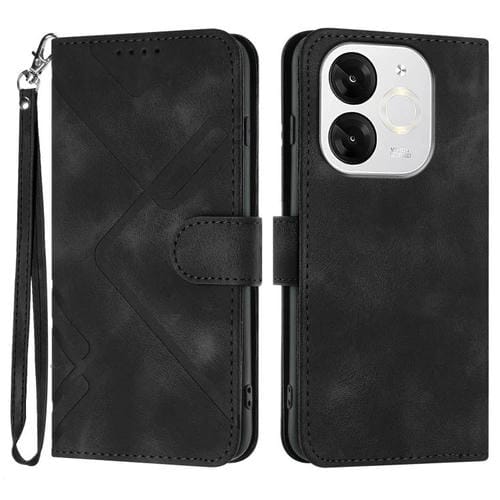 Funda de Cuero Itel A80 Diseño de Líneas Tacto Suave (Negra)