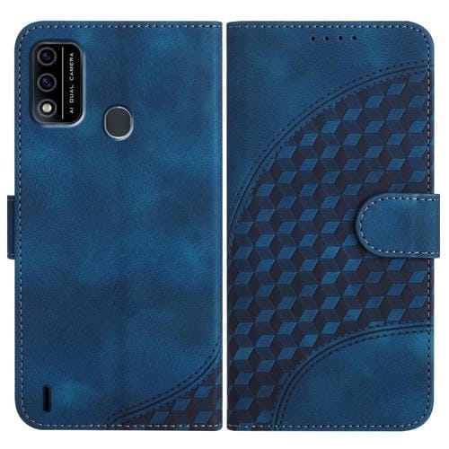 Funda de Cuero con Relieve Cabeza de Elefante para Teléfono Itel A48 con Cordón (Azul Real)