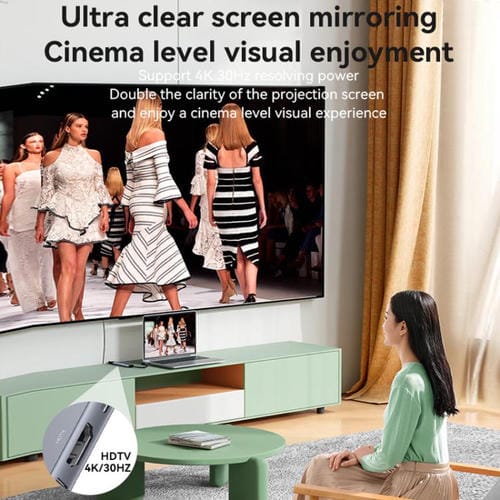 Estación de Acoplamiento Adaptador Hub Multifuncional Tipo C 3.1 8 en 1 Yesido HB27 (Gris Oscuro)