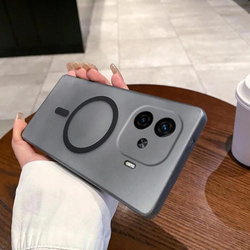 Funda para Teléfono de PC Magsafe con Orificios Finos para Vivo Iqoo Z9 Turbo (Transparente, Negra)