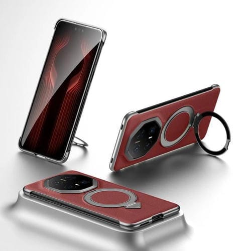 Funda para Teléfono Huawei Mate 70 Rs Ultimate con Soporte Magnético Magsafe de Cuero (Rojo)