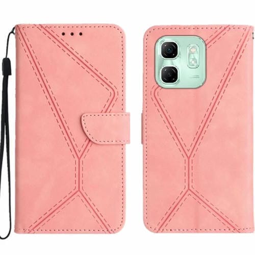 Funda de Cuero con Relieve y Costuras para Infinix Hot 50I 4G (Rosa)