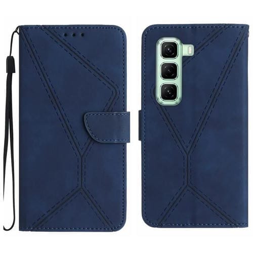 Funda de Cuero con Relieve y Costuras para Teléfono Infinix Hot 50 5G (Azul)