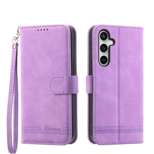 Funda híbrida de TPU y cuero sintético Dierfeng Dream Line para Samsung Galaxy S25 FE 5G (morado)