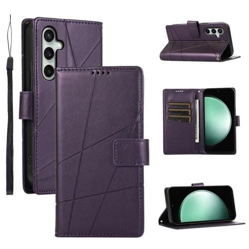 Funda de piel sintética con textura en relieve para Samsung Galaxy S25 FE 5G (morado)