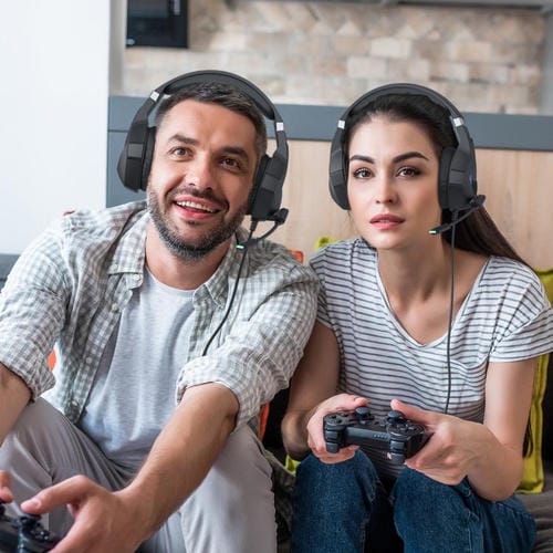 Auriculares Omnidireccionales Kotion Each GS450 con Micrófono para Deportes Electrónicos, Cable de 1,9 m (Negro)