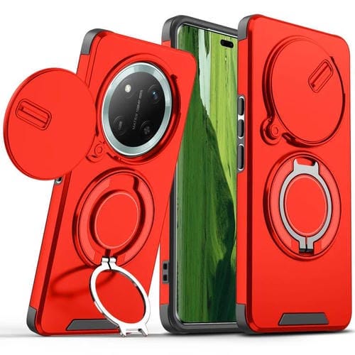 Funda Deslizante con Anillo Protector de Cámara para Honor X60 Pro (Roja)