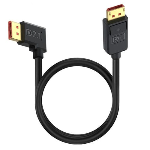 Cable Adaptador Extensión DisplayPort DP2.1 a DP2.1 Codo Derecho 52 Gbps 16K 30 Hz 3 M (Negro)