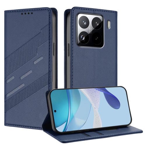 Funda de cuero retro con relieve para Xiaomi 15S Pro (azul oscuro)