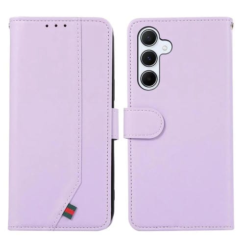 Funda de cuero ABEEL con textura delicada y RFID para Samsung Galaxy A17 5G (morado)