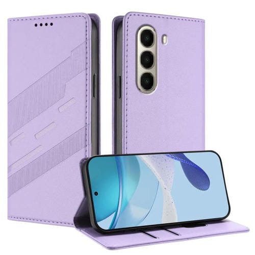 Funda de cuero retro con relieve para itel A95 5G (morado claro)