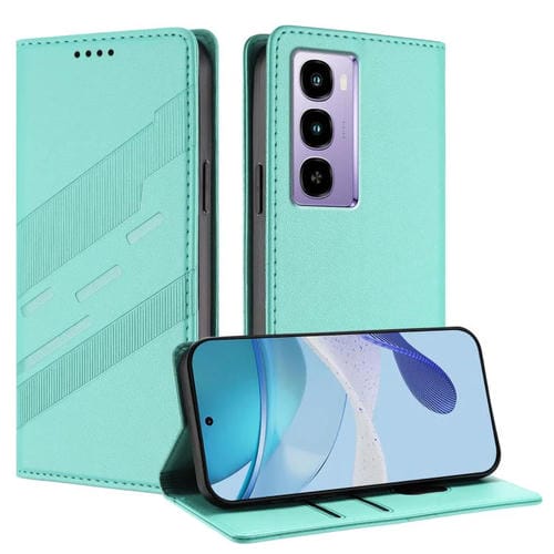 Funda de cuero retro con relieve para itel City 100 (verde menta)