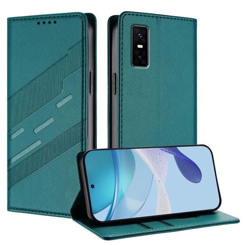 Funda de cuero retro con relieve para Infinix GT 30 Pro (verde oscuro)