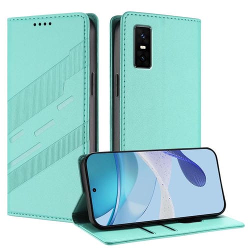 Funda de cuero retro con relieve para Infinix GT 30 Pro (verde menta)