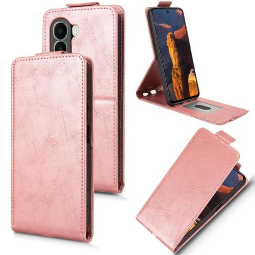 Funda magnética de cuero con tapa vertical y hebilla para itel A95 5G (oro rosa)