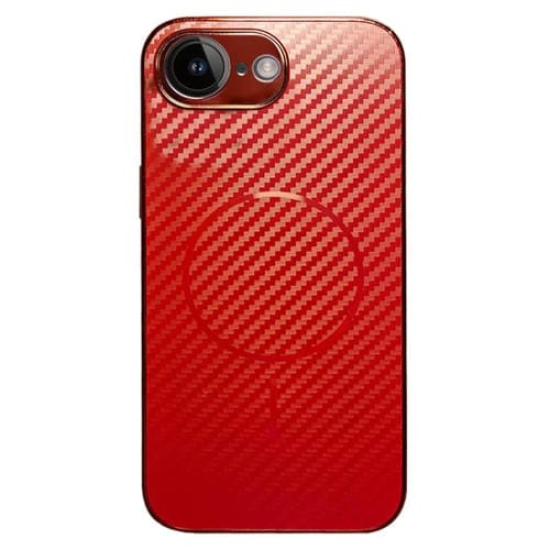 Funda MagSafe de fibra de carbono para iPhone 16e con cobertura total (roja)
