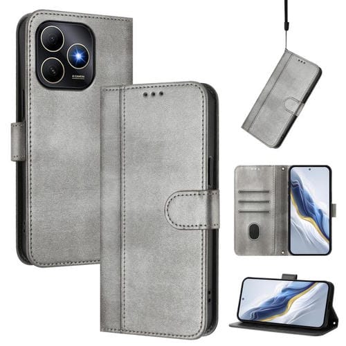 Funda de cuero estilo retro con hebilla y diseño de los años 80 para Huawei Enjoy (gris)