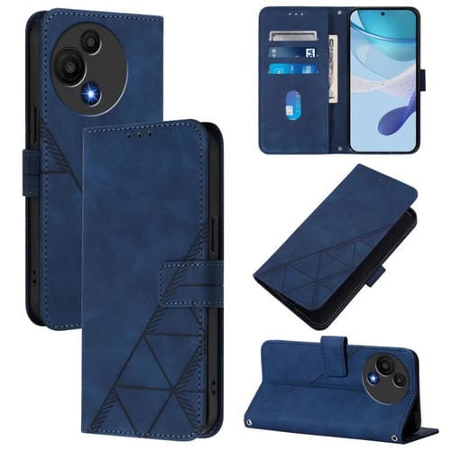 Funda de cuero con relieve 3D para TCL 605/60 SE (azul)