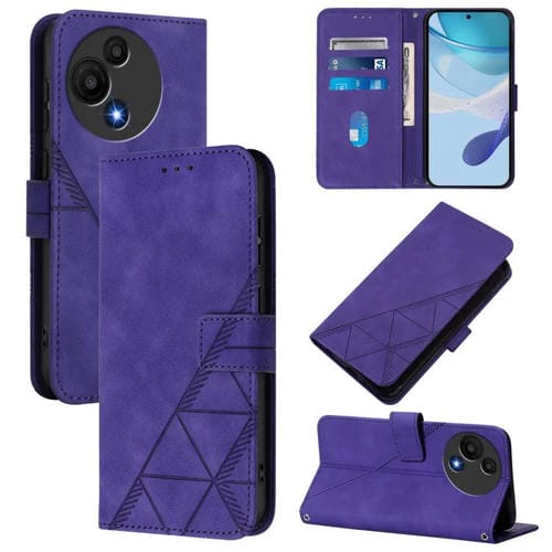 Funda de cuero con relieve 3D para TCL 605/60 SE (morado)