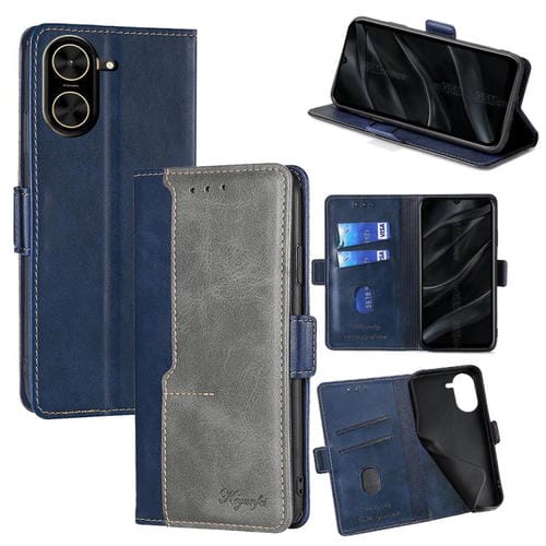 Funda de cuero con hebilla lateral en color de contraste para Redmi A5 4G (171,7 mm) (azul y gris)