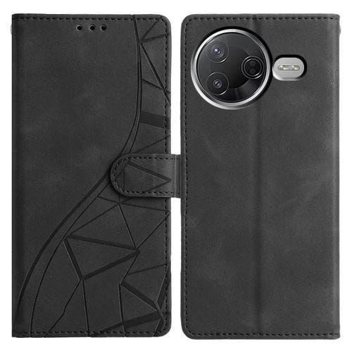 Funda de cuero con relieve de triángulos para Redmi K80/K80 Pro (negra)