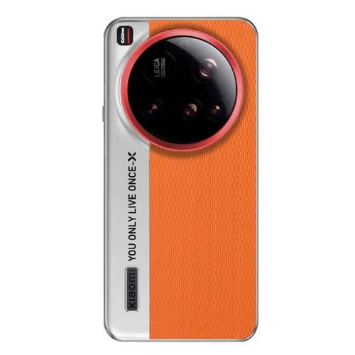 Funda de cuero con textura de diamante para Xiaomi 15 Ultra Camera Design PC (naranja)