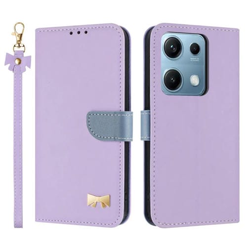 Funda de cuero con lazo metálico y correa para el Redmi Note 14S 4G (morado)