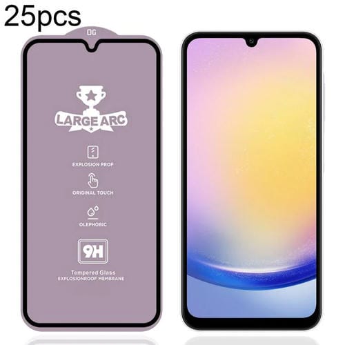 Película de vidrio templado de arco grande de aluminio de alta resistencia, 25 unidades, 9H, 0,4 mm, para Samsung Galaxy A25 4G