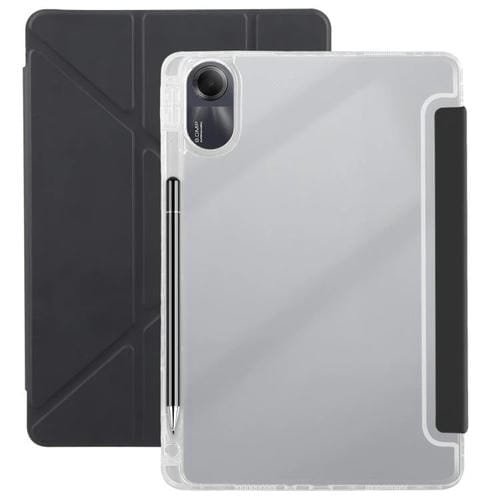 Funda de cuero acrílico transparente deformable para Redmi Pad SE 11 2025/Pad 2 (negro)