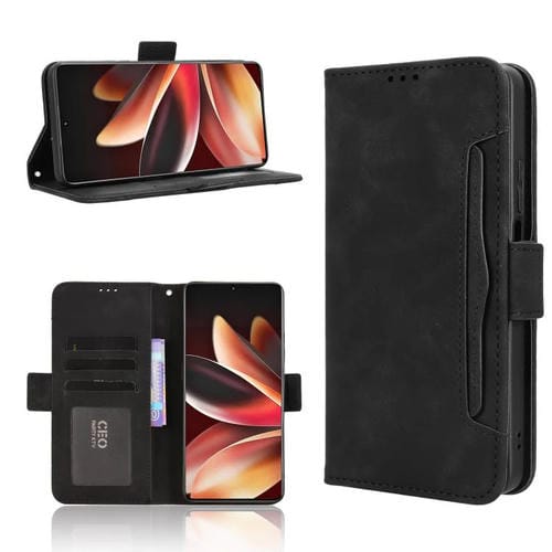 Funda de piel con textura de becerro y ranuras para tarjetas para Meizu Note 16 5G (negra)