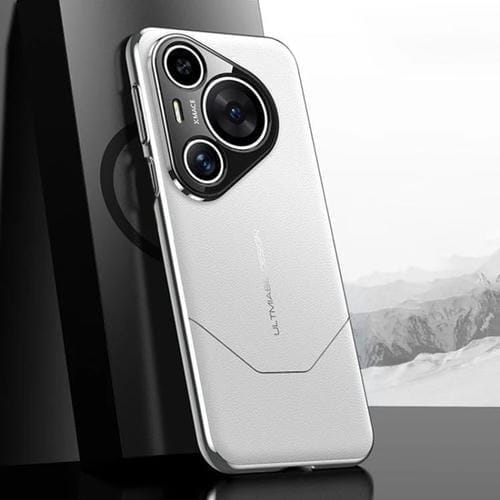 Funda premium de imitación galvanizada con diseño de vanguardia para Huawei Pura 70 Pro/Pro+ (blanca)
