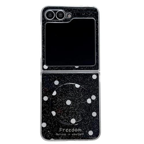 Funda con soporte para Samsung Galaxy Z Flip5 con diseño de puntos brillantes (negro)