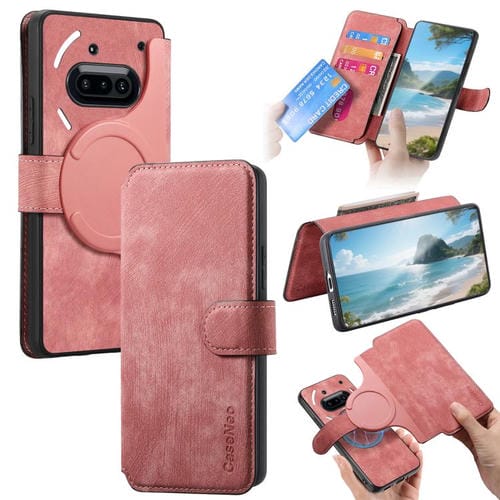 Funda For Nothing CMF Phone 3a Neo MagSafe RFID antirrobo de cuero retro (rosa)