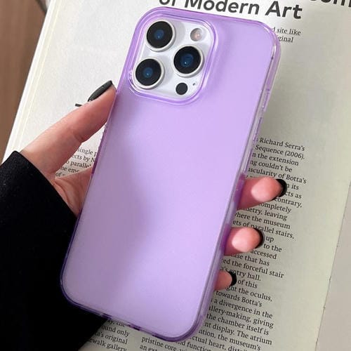 Funda de TPU transparente y esmerilada para iPhone 16 Pro Max (morada)