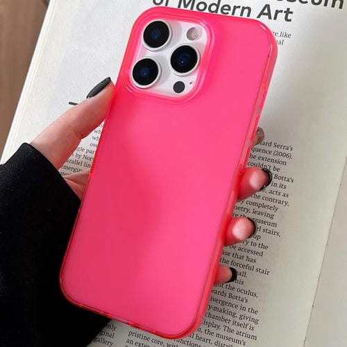 Funda de TPU transparente y cómoda para iPhone 15 Pro (rosa roja)