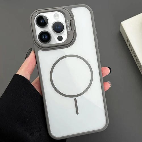 Funda magnética MagSafe para iPhone 13 Pro con soporte para lente de PC (gris)