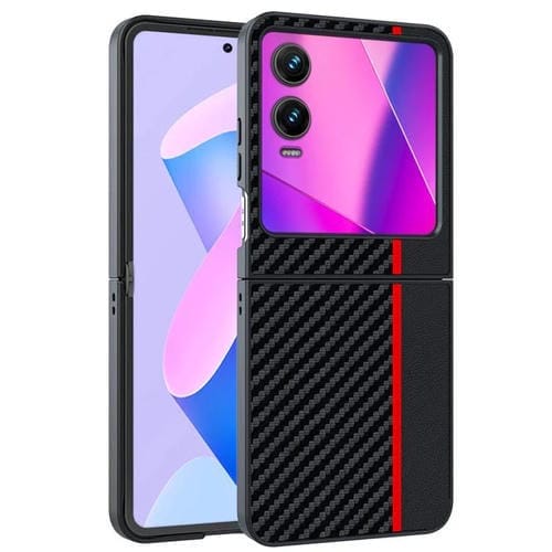 Funda ultrafina con textura de fibra de carbono para Infinix Zero Flip (negro y rojo)