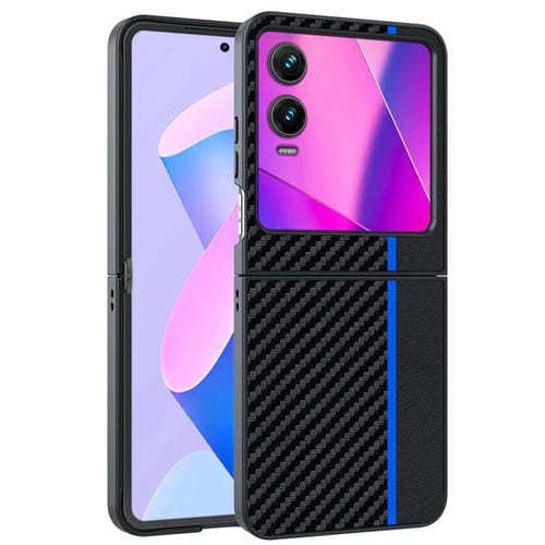 Funda ultrafina con textura de fibra de carbono para Infinix Zero Flip (negro y azul)