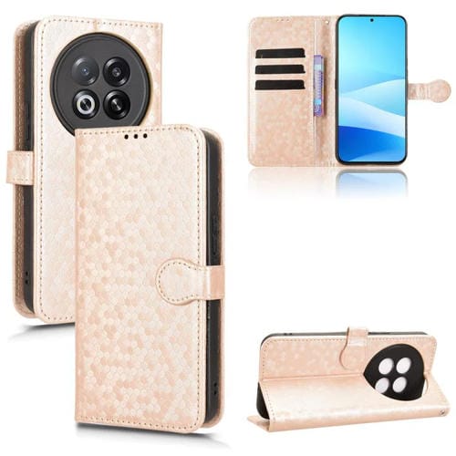 Funda de cuero con textura de panal y puntos para Meizu Note 16 Pro (dorada)