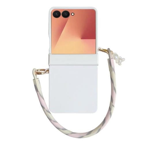 Funda de PC con hebilla lateral integrada y correa para Samsung Galaxy Z Flip7 5G (blanco)