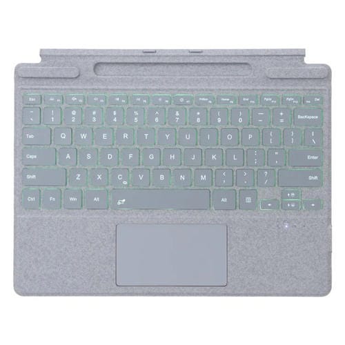Teclado Bluetooth con panel táctil y retroiluminación de un solo color para Microsoft Surface Pro 9/10/11/12 (gris claro)