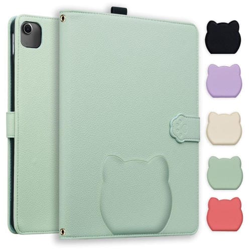 Funda inteligente de piel de lichi con tacto de gato para iPad Air 11 (2025/2024) (verde)