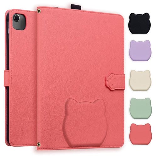 Funda inteligente de piel de lichi con tacto de gato para iPad Air 13 (2025/2024) (rojo sandía)