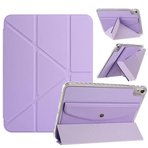 Funda de cuero inteligente con tapa trasera tipo billetera y deformación para iPad 2025/2022 (morado)