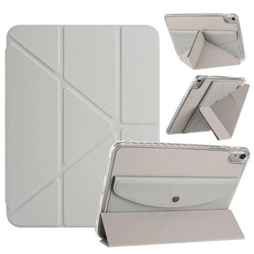 Funda de cuero inteligente con tapa trasera tipo billetera y deformación para iPad 2025/2022 (gris)