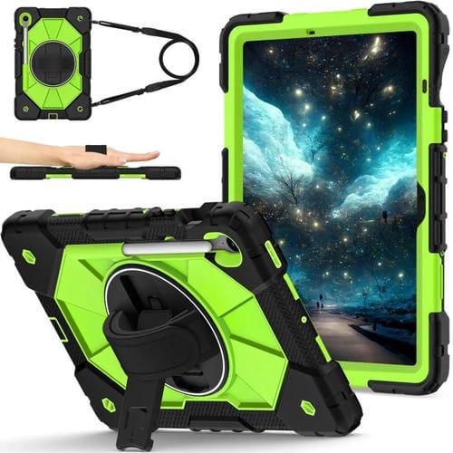 Funda híbrida de silicona con diseño de robot para Samsung Galaxy Tab S10 FE/S9 (negro, amarillo y verde)